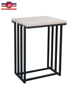 BÀN VUÔNG CHÂN SẮT MẶT GỖ GHÉP VENEER SỒI