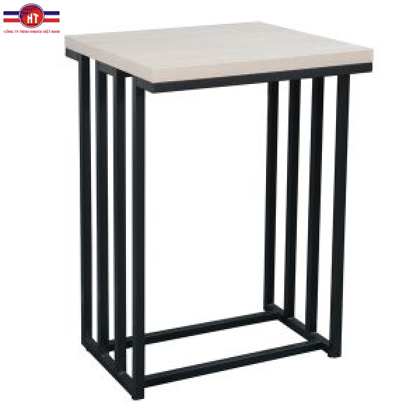 BÀN VUÔNG CHÂN SẮT MẶT GỖ GHÉP VENEER SỒI