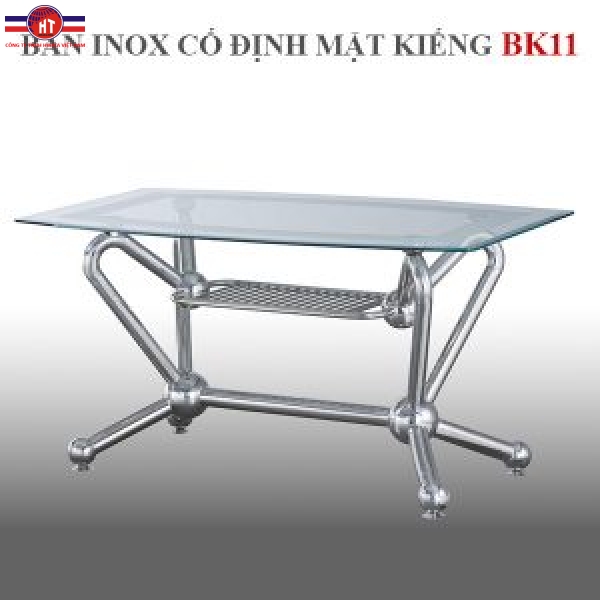 Bàn inox cố định mặt kiếng Hwata BK11