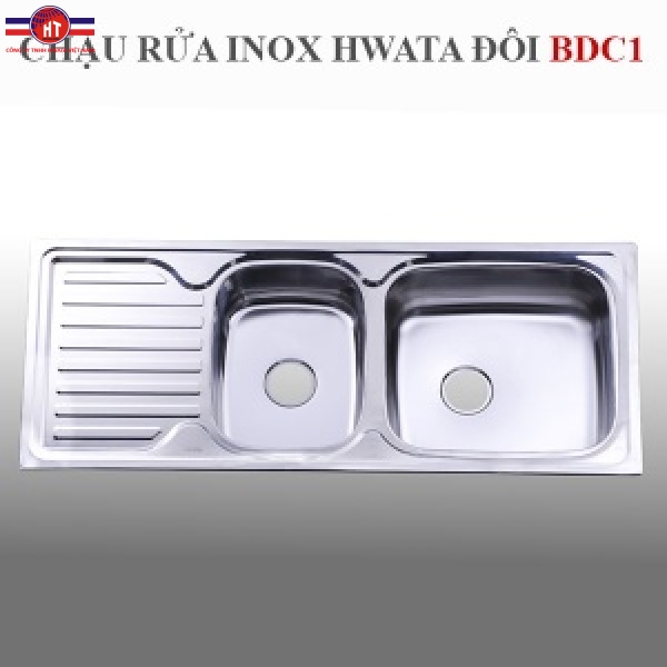 Chậu rửa inox Hwata BDC1, hai hộc, một cánh lớn