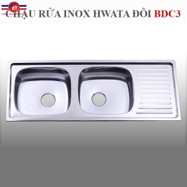 Chậu rửa inox Hwata BDC3, hai hộc, một cánh
