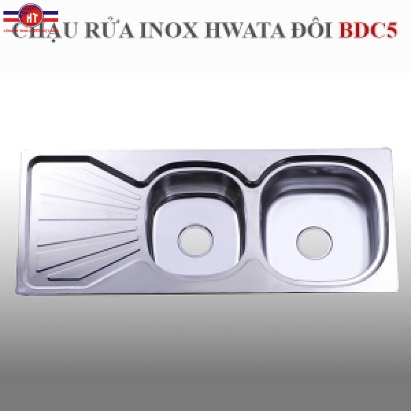 Chậu rửa inox Hwata BDC5, hai hộc, một cánh