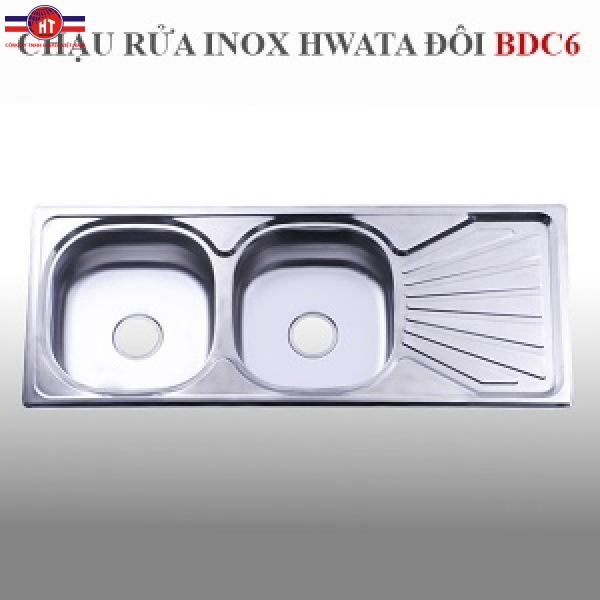 Chậu rửa inox Hwata BDC6, hai hộc, một cánh