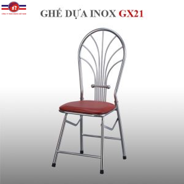Ghế dựa inox xếp Hwata 7 sóng mặt nệm simili GX21