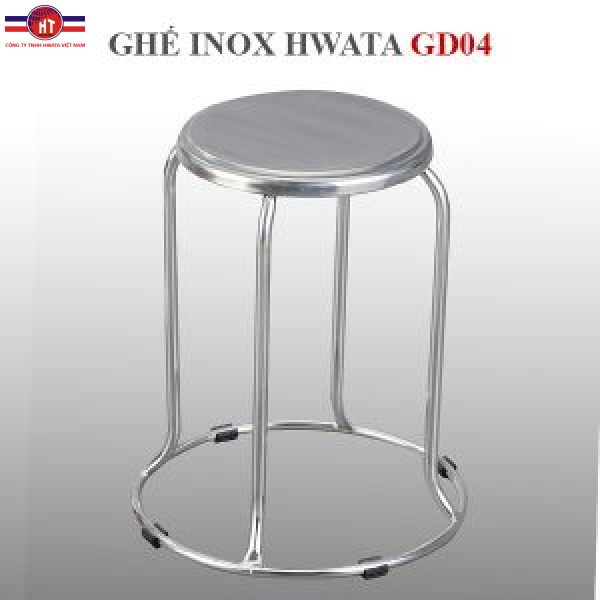 Ghế đẩu inox Hwata 280 chân vòng GD04