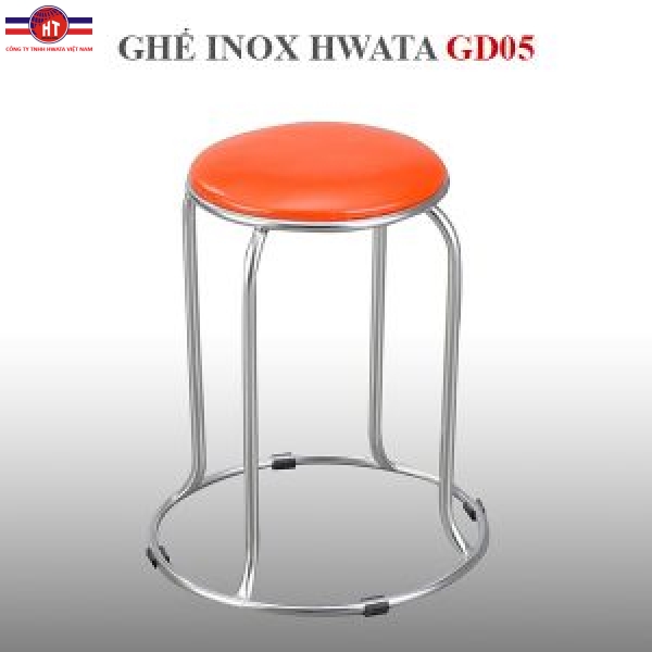 Ghế đẩu inox Hwata 280 chân vòng mặt simili GD05