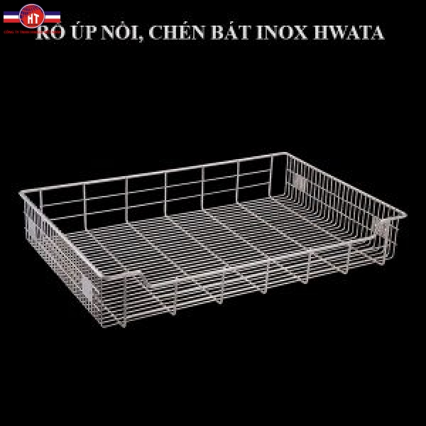 Rổ inox Hwata chữ nhật trơn, không khay hứng nước HWCN02